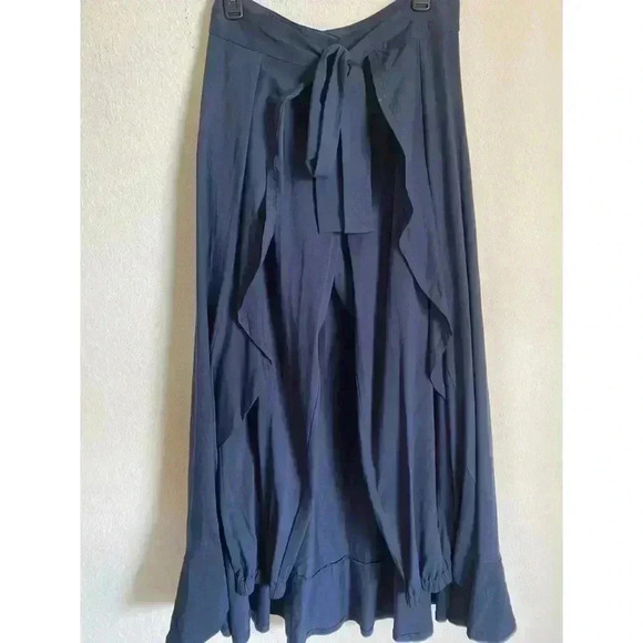 WAYWARD FANCIES ESHAKTI Ruffle Knit Tie Front Wrap Skouser Skirt Trouser Size L - Picture 4 of 10